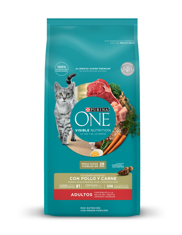 Alimento seco para gatos adultos con pollo y carne. Alimento seco para gatos adultos con pollo y carne.