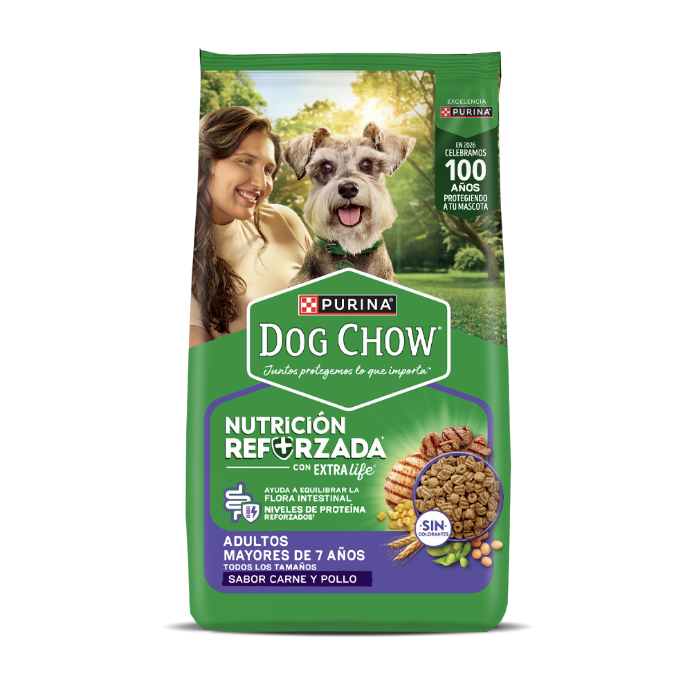 Dog Chow Alimento para perros adultos Mayores con Carne y Pollo, bolsa de 3 kg