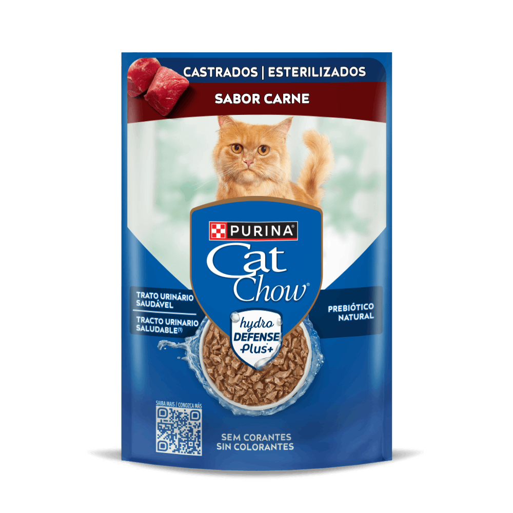 Sobre para gatos castrados Cat Chow sabor carne en salsa