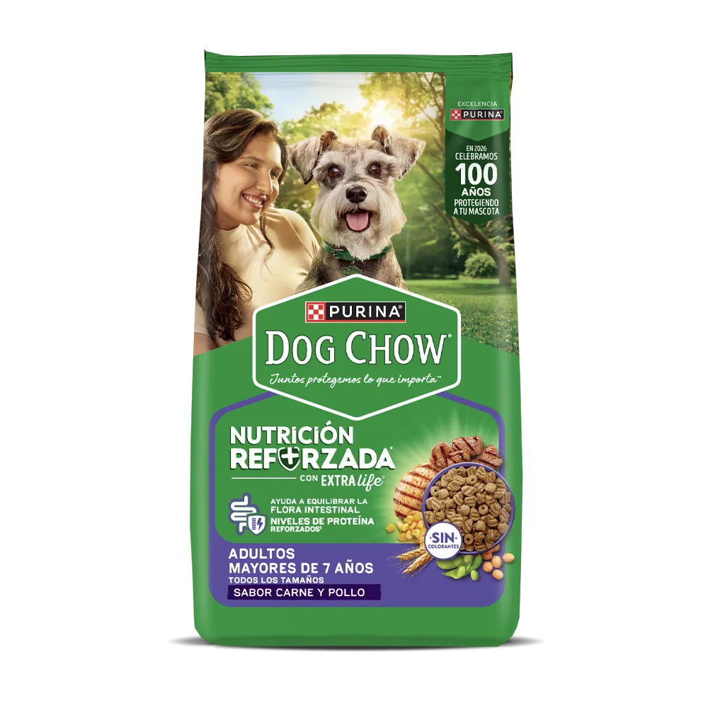 Dog Chow Alimento para perros adultos Mayores con Carne y Pollo, bolsa de 3 kg